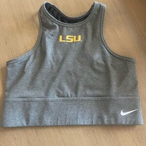Nike LSU Gray Sports Bra with Gold and White Accents